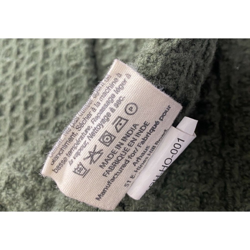 Arhaus Home Luxury Waffle Knit Blanket Throw Cover Quilt Dark Green Cotton 50x60 - Picture 5 of 6